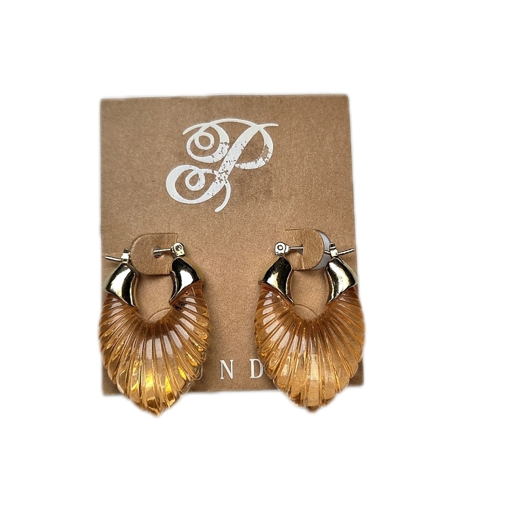 Plunder Gold and Brown Fan Earrings